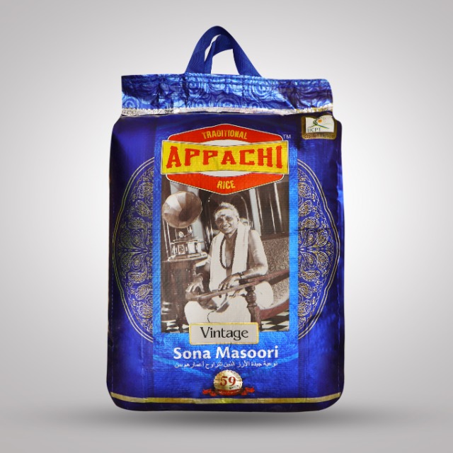 Appachi Ancient Premium Quality Boiled Whole Sona Masoori Rice 5 kgs