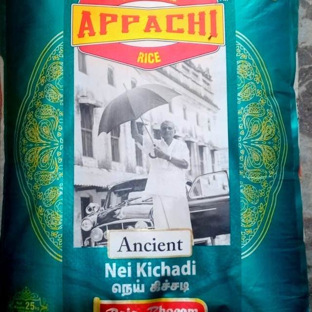 Appachi  Ancient Nei Kichadi  Boiled Whole Sona Masoori Rice 26 kgs